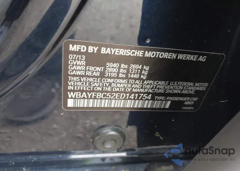 2014 BMW Alpina B7 xDrive from USA, damaged, VIN WBAYF8C52ED141754